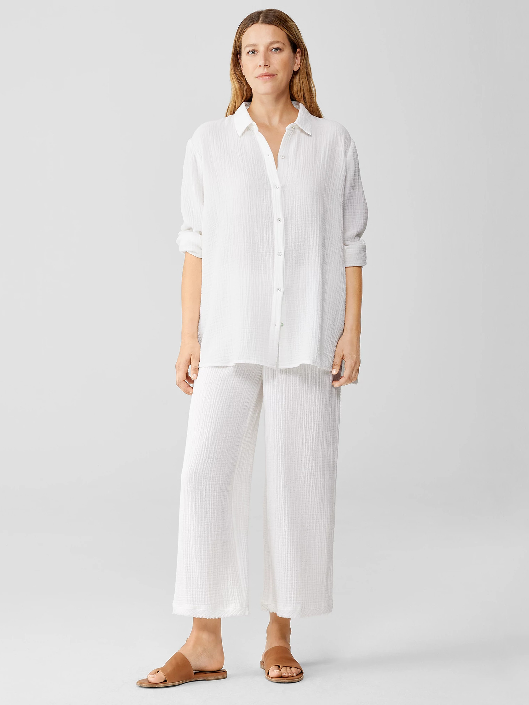 Organic Cotton Gauze Classic Collar Shirt | Eileen Fisher