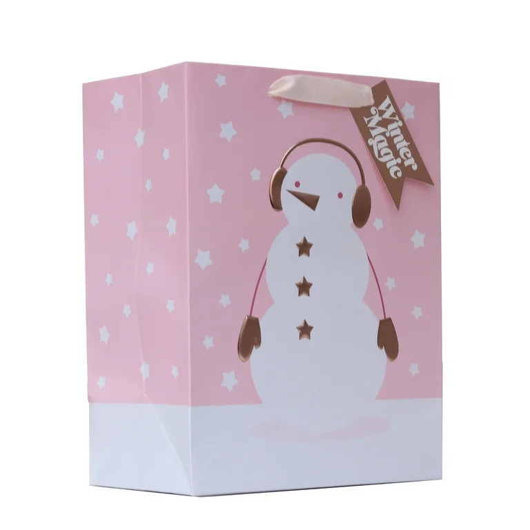 Medium Multicolor Metallic Snowman Christmas Paper Gift Bag, 7.5" x 4.5" x 9.87", by Holiday Time | Walmart (US)