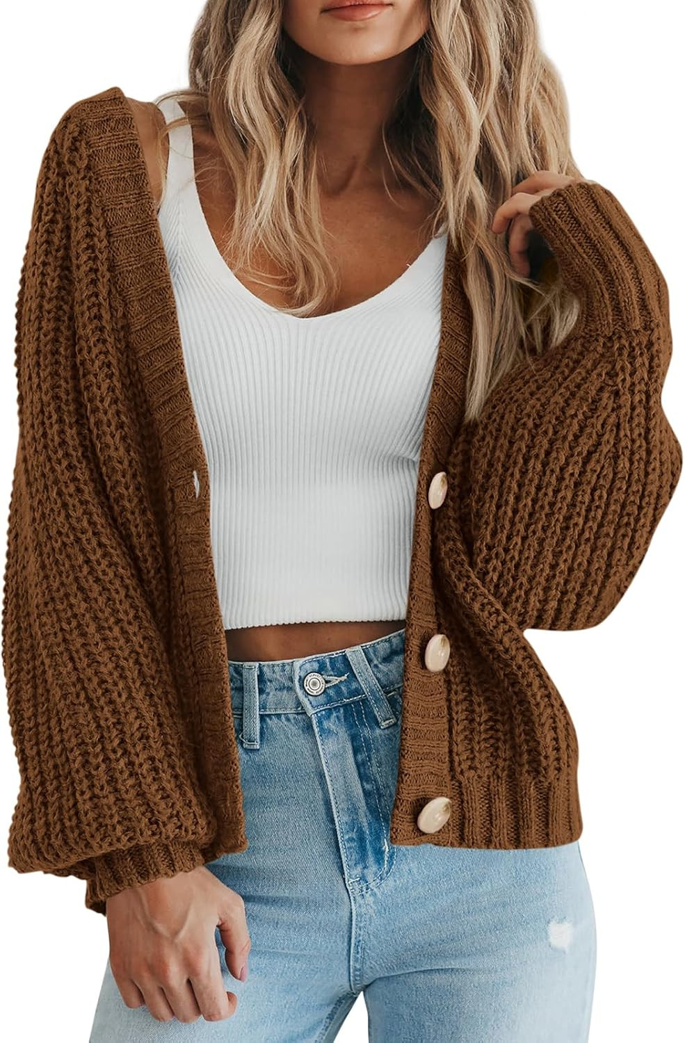PRETTYGARDEN Women's Chunky Knit Open Front Cardigan Sweaters Fall Outfits | Amazon (US)