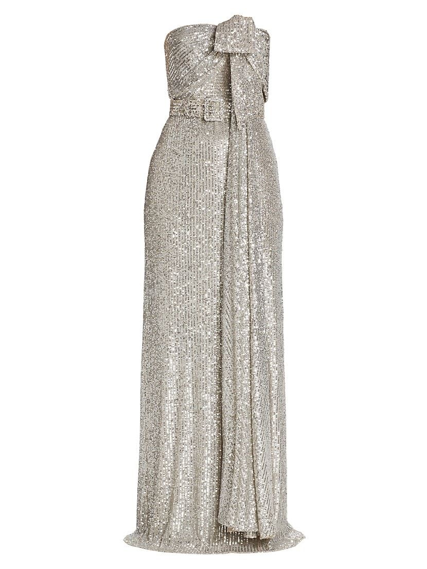 Strapless Sequin Bow Gown | Saks Fifth Avenue