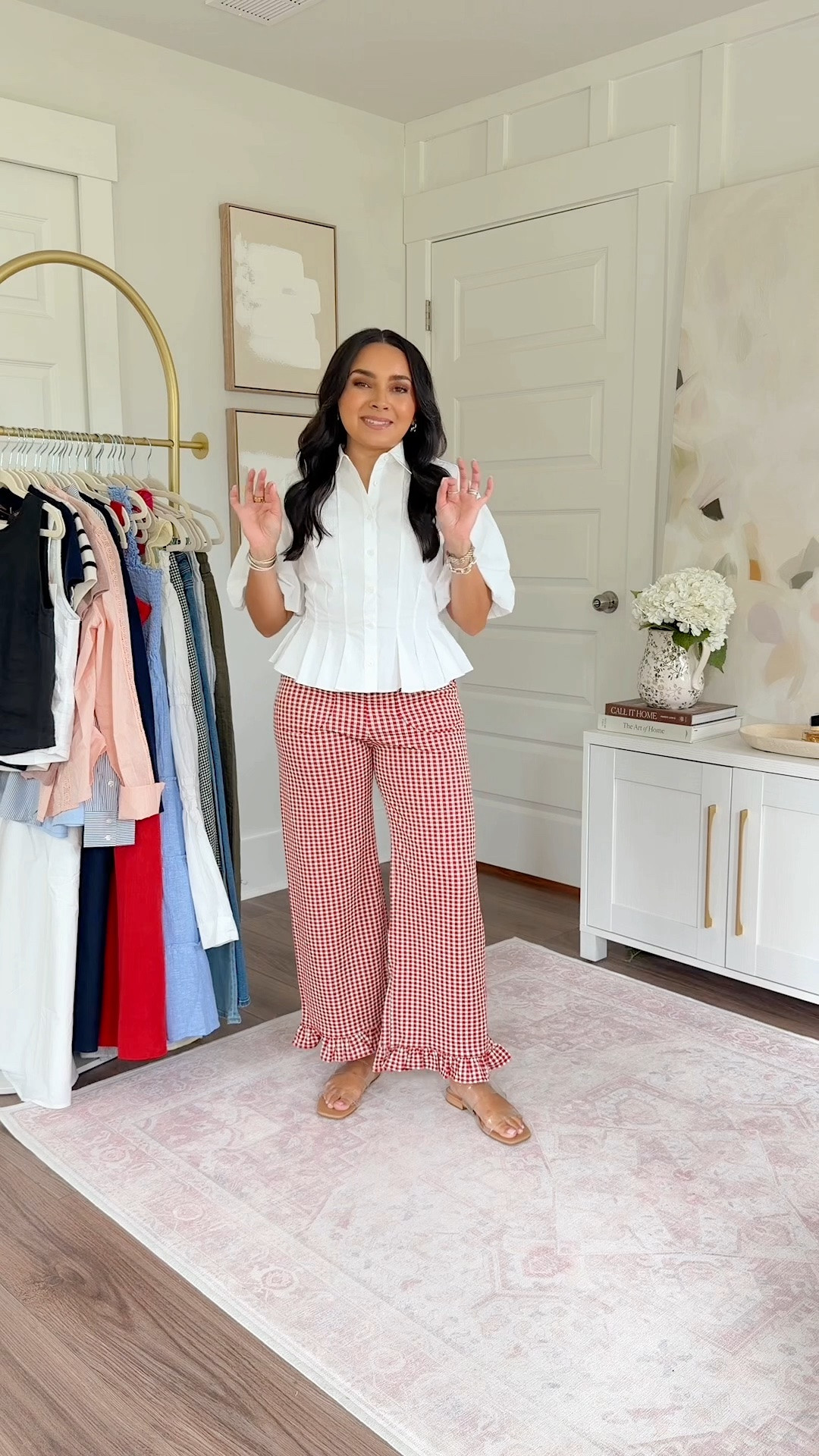 Use code ANTHRO20 for 20% off through 5/10! 

White top size 2 – size up, runs small Red gingham pants 26 regular TTS Clear sandals size 5.5 TTS

#LTKgrwm #LTKootd #LTKPetite