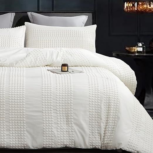 Cupocupa King Size Comforter Set;White Comforter Boho Tufted Lightweight Bedding Sets 3PCS Pom Po... | Amazon (US)