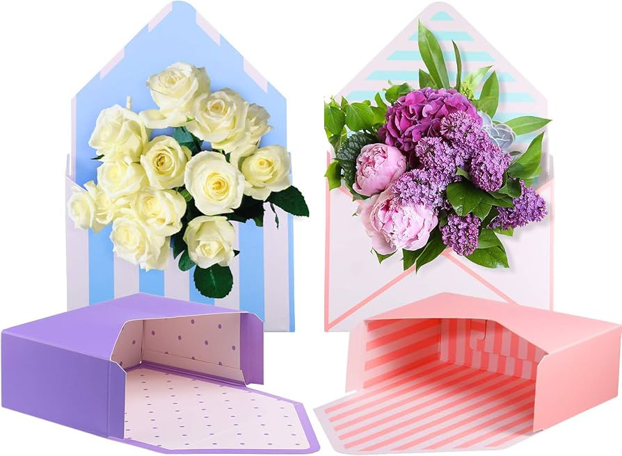 4 Pieces Florist Bouquet Packaging Box Flower Wrapping Supplies Envelop Paper Packaging Boxes for... | Amazon (US)