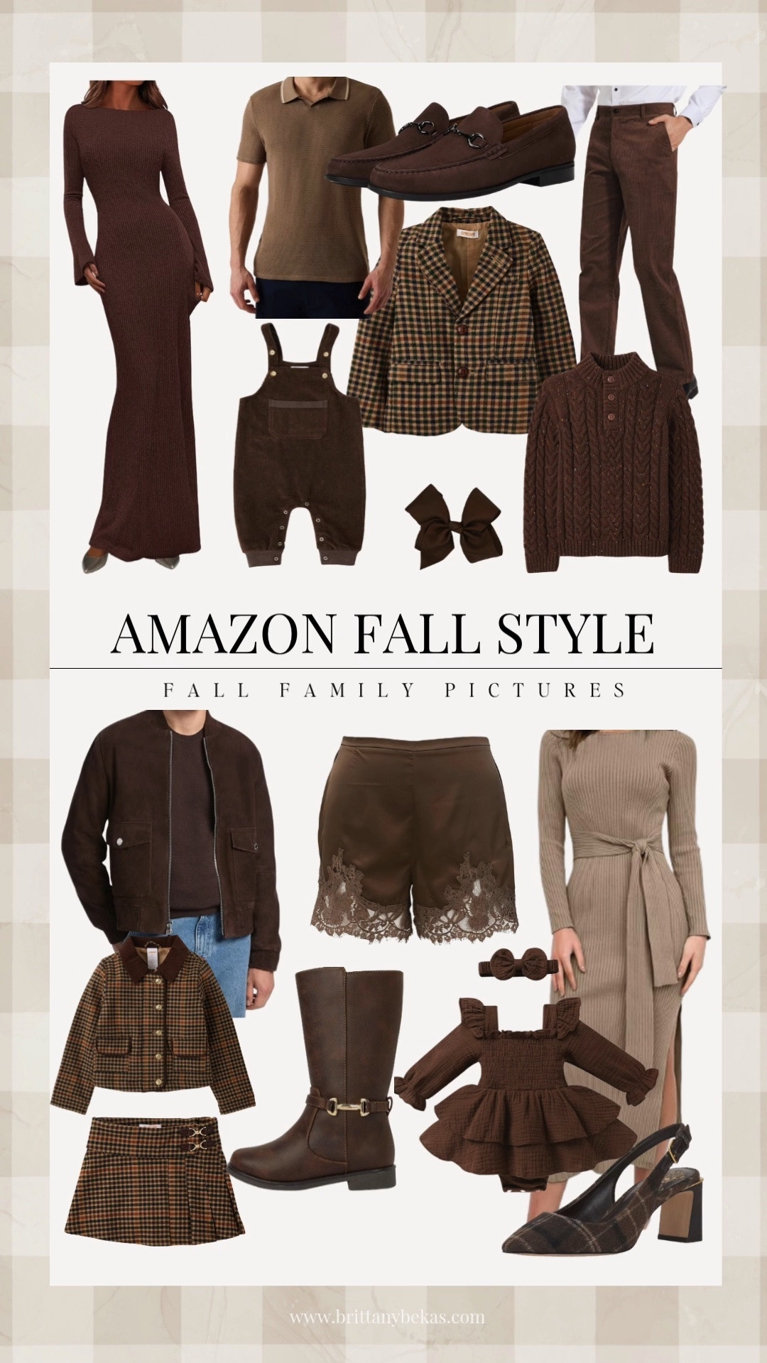 Chocolate brown family photo outfits from Amazon 🤎 Rich brown knits, corduroy, plaid, suede and warm neutral accessories make this such an elevated fall palette. Mix chocolate, espresso, camel and cream instead of matching everyone in the exact same shade.

chocolate brown outfits / Amazon fashion / Amazon style / fall family photo outfits / brown family picture outfits / fall fashion / fall outfits

#LTKSeasonal #LTKKids #LTKMens