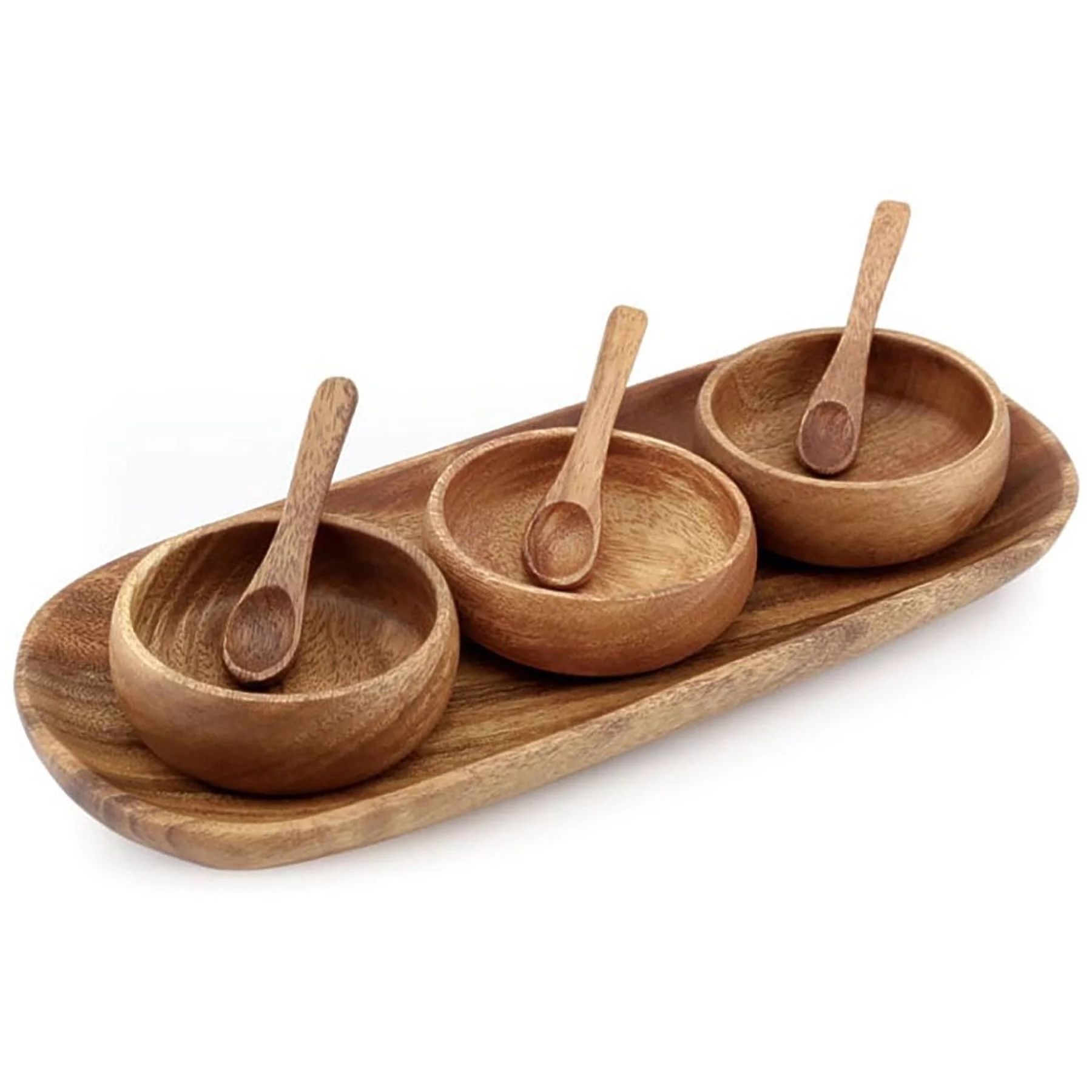Acacia Wood 3 Container Round Condiment with Tray - Walmart.com | Walmart (US)