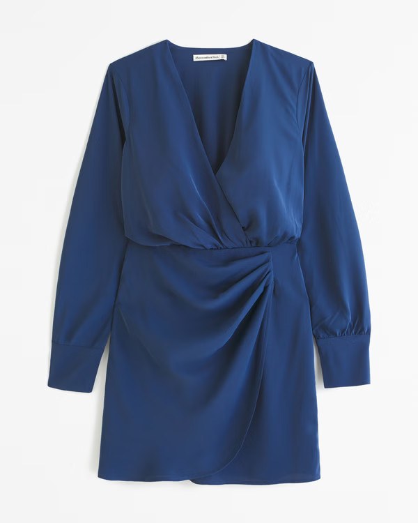 Women's Long-Sleeve Draped Mini Dress | Women's Clearance | Abercrombie.com | Abercrombie & Fitch (US)