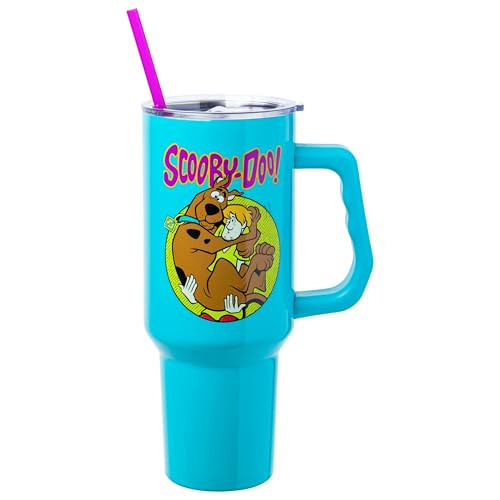 Silver Buffalo Scooby-Doo Stainless Steel Tumbler with Handle Featuring Shaggy and Scooby-Doo, Fits in Standard Cup Holder, 40 Ounces | Amazon (US)