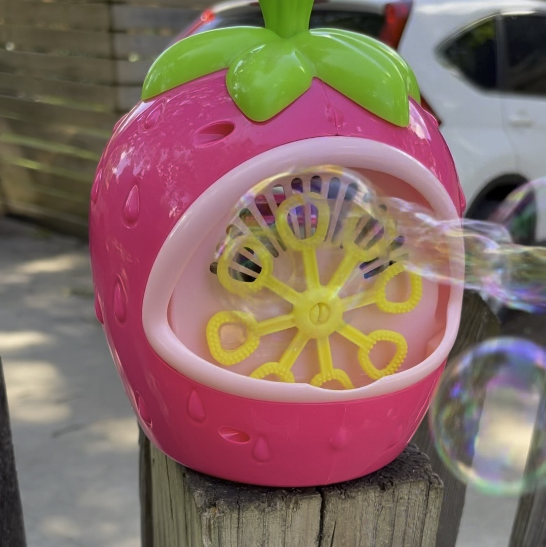 cute strawberry bubble machine for some outdoor fun for kids! it shoots out a ton of bubbles, but the solution doesn’t last long and you refill it a ton. the kids love it though!

#LTKFamily #LTKSeasonal #LTKKids