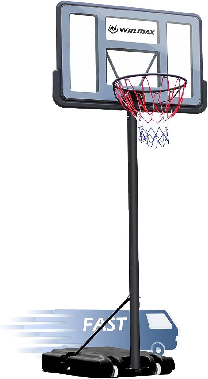 WIN.MAX Portable Basketball Hoop Goal System 4.8-10ft Adjustable 44in Backboard for Kids/Adults I... | Amazon (US)