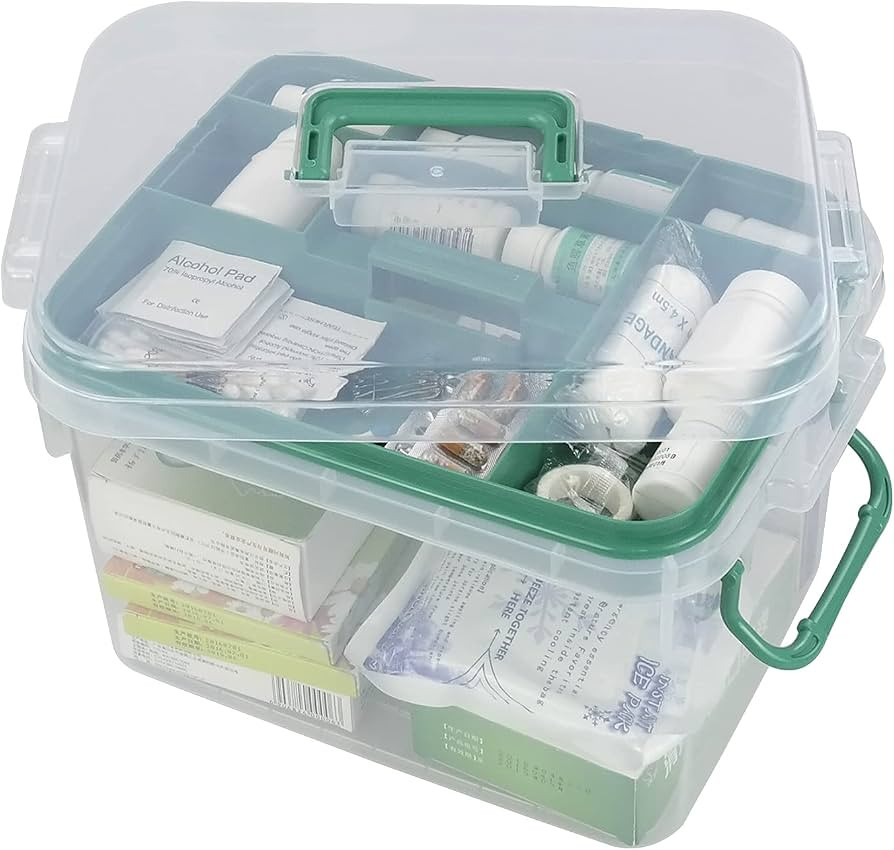 1-Pack Clear Storage Box Container, Family First Aid Box with Handle | Amazon (US)