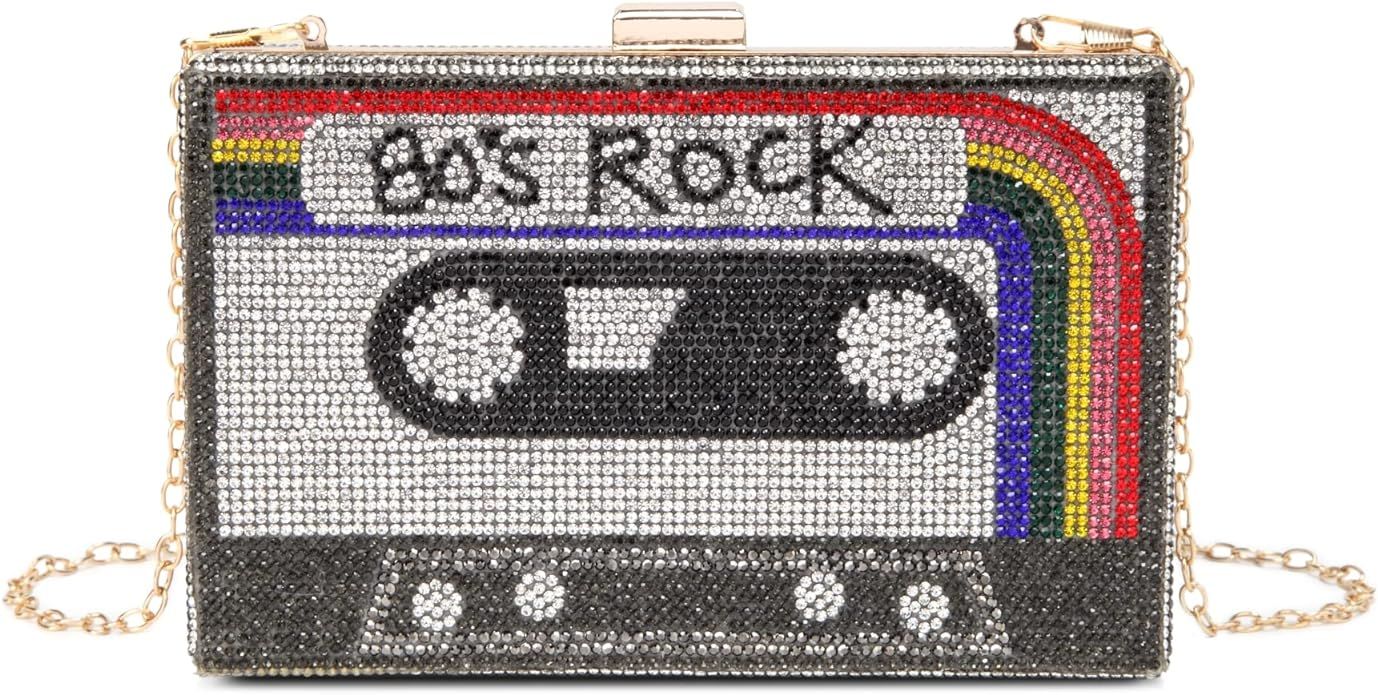 Women Retro Radio Shape Crossbody Bag Rhinestone Metal Vintage Evening Clutch Purses | Amazon (US)