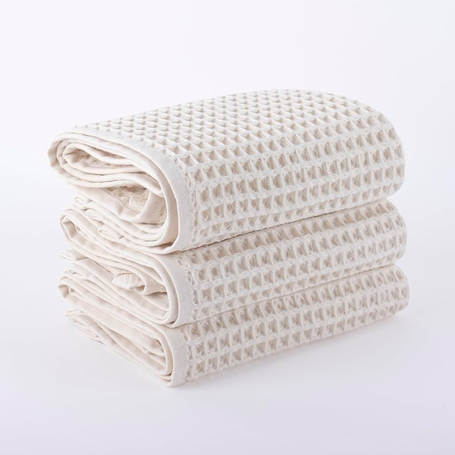 PÜSKÜL Waffle Kitchen Towels 3 Pieces - Premium 100% Turkish Organic Cotton Ultra Soft Quick Dr... | Amazon (US)