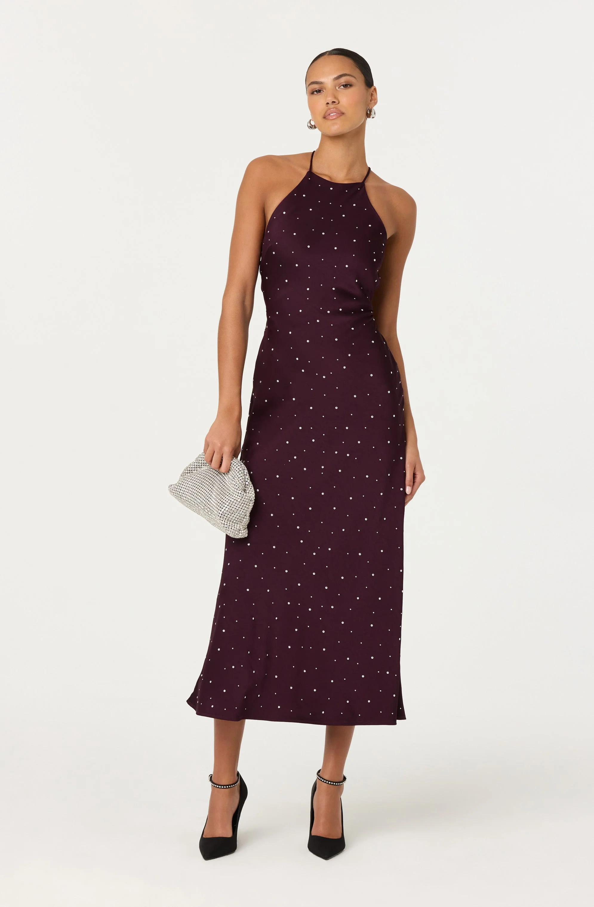 Halley Rhinestone Embellished Maxi Dress - Deep purple / XS | ASTR The Label (US)