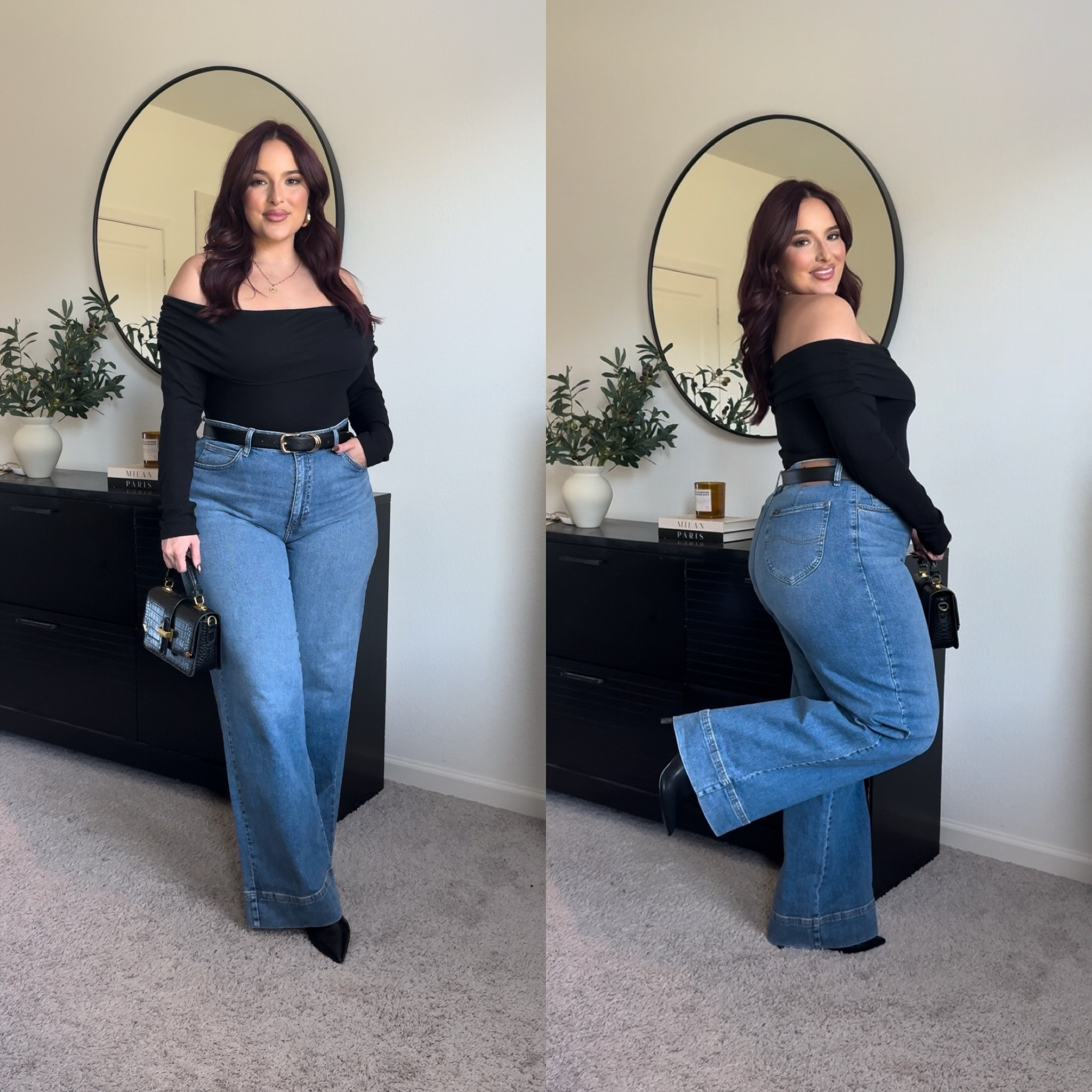 Pants: 16 long I’m 5’7 super stretchy perfect If your curvy. Top: XL | Boots not wide calf friendly | exact bra is no longer available so I linked a similar one 
#ltkfalloutfit #ltkfallfashion #ltkdenim 

#LTKmidsize