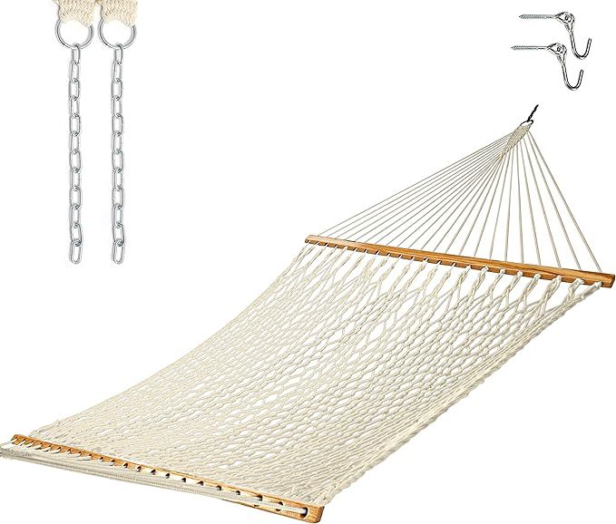Castaway Living 13 ft. Double Traditional Hand Woven Cotton Rope Hammock with Free Extension Chai... | Amazon (US)