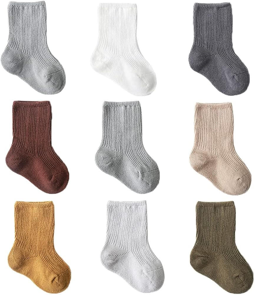 Adeimoo Newborn Cotton Crew Socks Unisex Baby Solid color Sock Ankle Socks for Boy Girls Infant T... | Amazon (US)