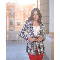 Houndstooth Jacket For Women, Wool Blazer With Belt, Notch Collar Blazer, Black & White Womens | Etsy (US)