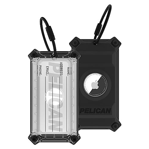 Pelican Luggage Tag, Holder for Apple AirTag - Scratch Resistant & Steel Plate Reinforced Luggage AirTag Case w/Name Tag & Stainless Steel Loop - Rugged Luggage Tag w/Airtag Case for Travel - Black | Amazon (US)