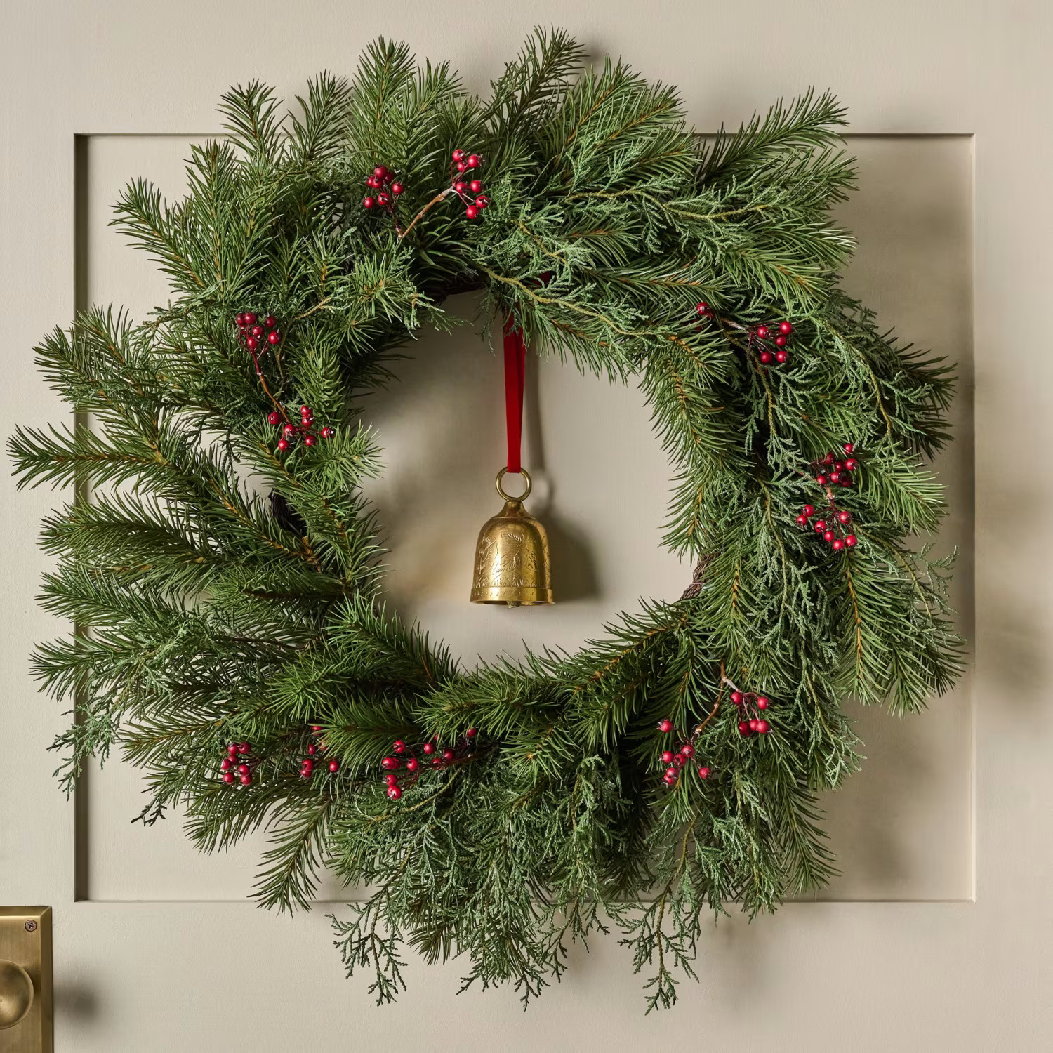 Real Touch Red Berry and Pine Wreath | Magnolia