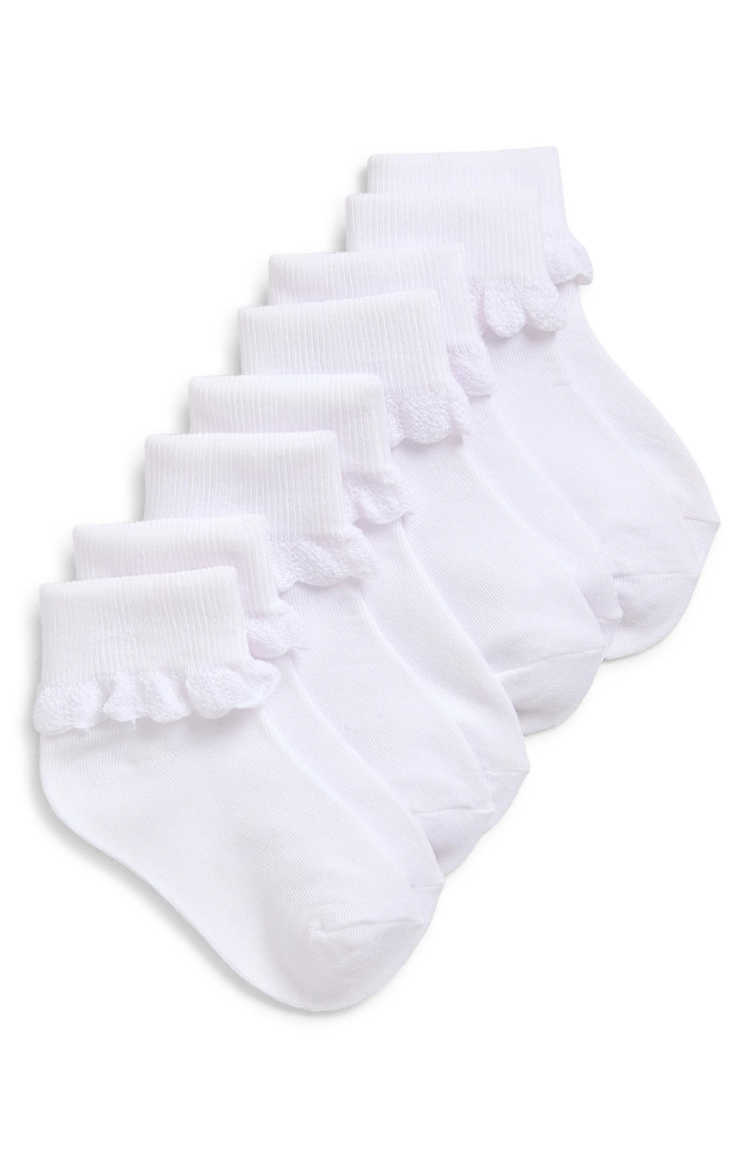 Kids' 4-Pack Scallop Cuff Ankle Socks (Women) | Nordstrom | Nordstrom
