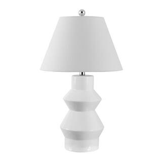 SAFAVIEH Larcia 25.5 in. White Table Lamp with White Shade TBL4359A - The Home Depot | The Home Depot