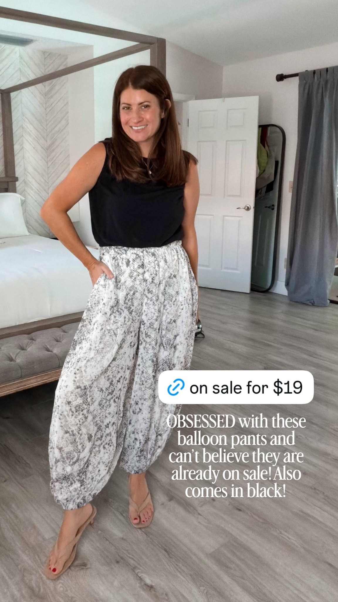 OBSESSED with these balloon pants and can’t believe they are already on sale!Also comes in black!
