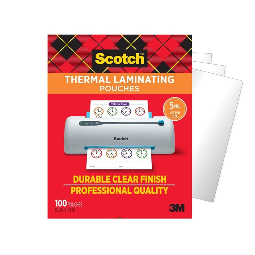 Scotch Thermal Laminating Pouches, 100 Count, Clear, 5 mil, Laminate Business Cards, Small Banner... | Amazon (US)
