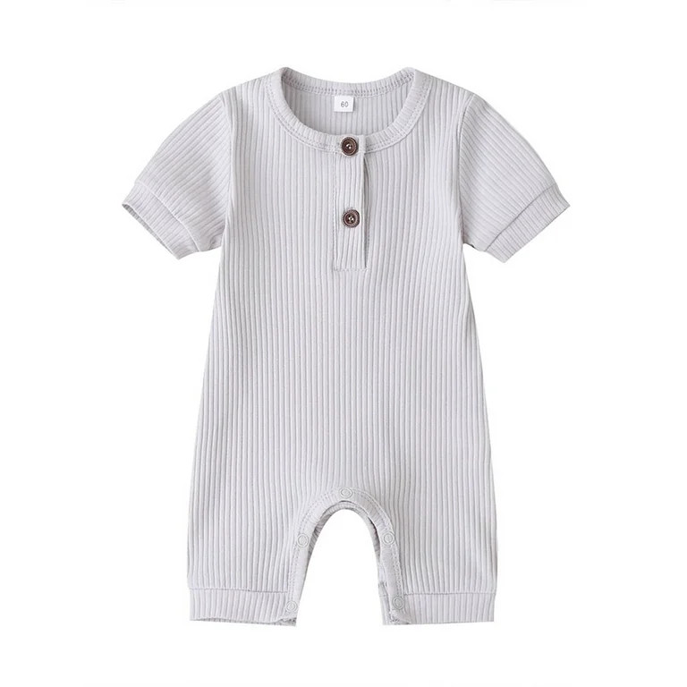 wybzd Newborn Baby Boy Girl Summer Clothes Ribbed Knitted Short Sleeve Romper Jumpsuit Bodysuit O... | Walmart (US)