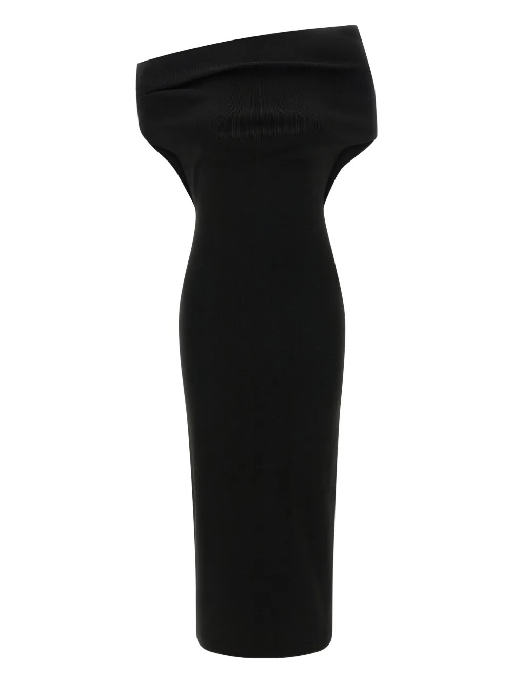 ARMARIUM off-shoulder ribbed-knit Midi Dress | Black | FARFETCH RS | Farfetch Global