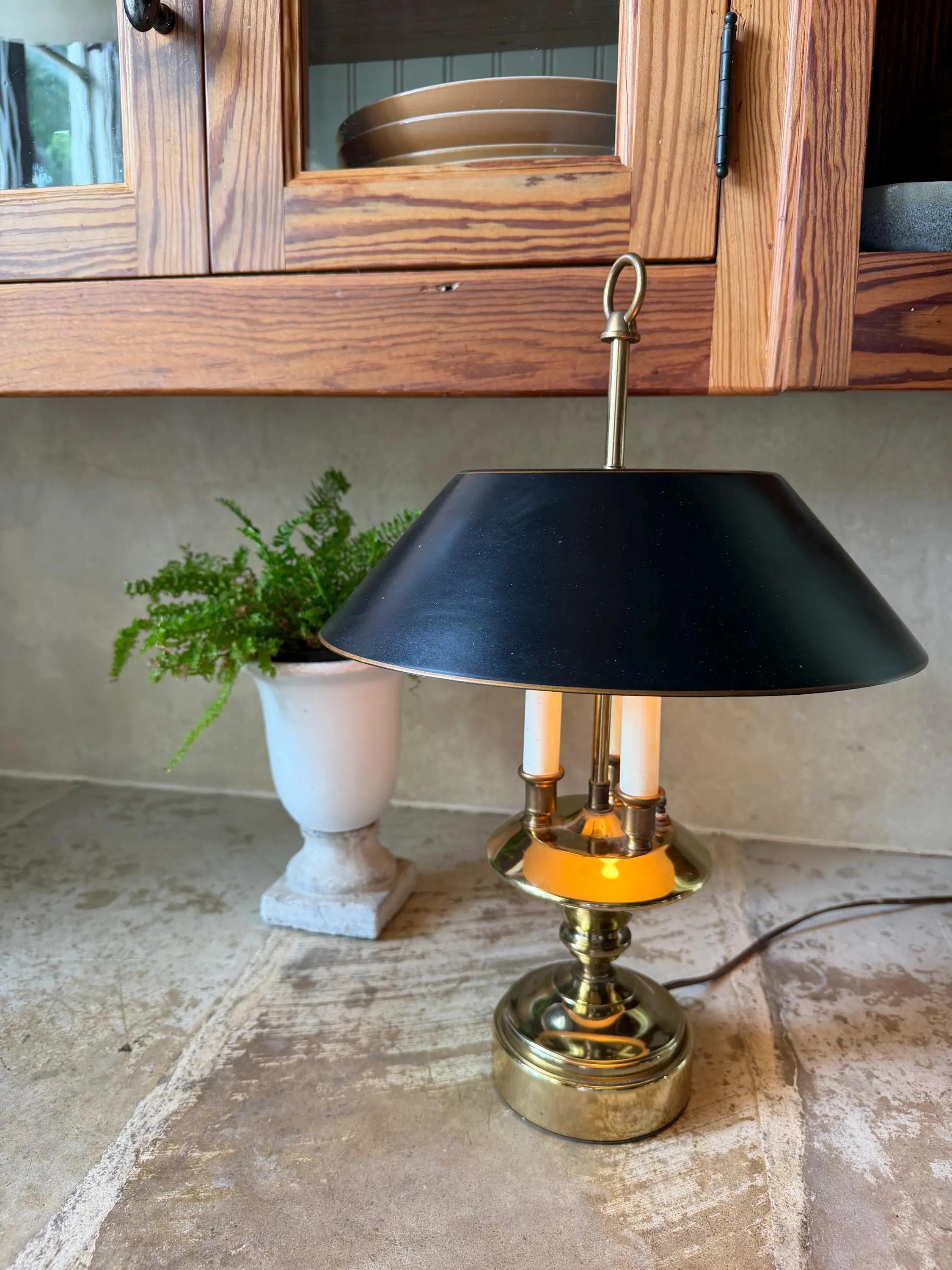 Vintage Brass Bouillotte Lamp | Black Tole Shade, French Accent Light | Etsy (Global)