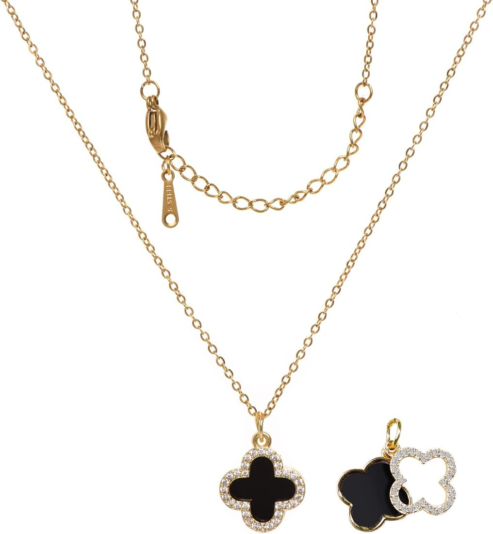 Fviswiak Lucky Clover Necklace For Women Girls,14K Gold Plated hypoallergenic Dainty Fashion Cute... | Amazon (US)