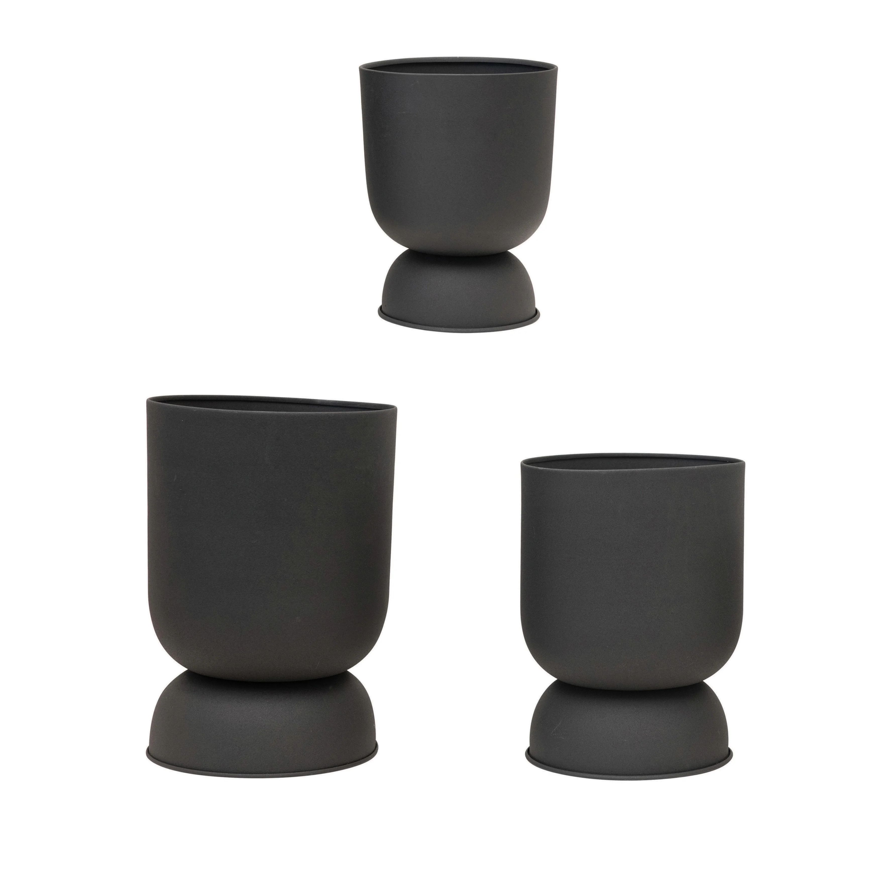 Bloomingville Textured Metal Footed Planters, Black Finish, Set of 3 (Holds 9", 8" & 7" Pots) | Walmart (US)