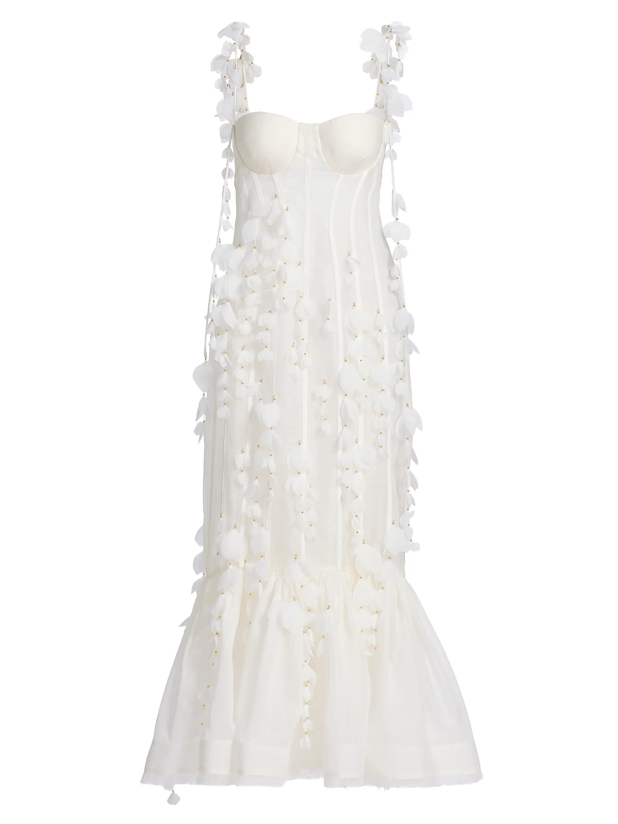 Dawning Petal Linen-Silk Midi-Dress | Saks Fifth Avenue