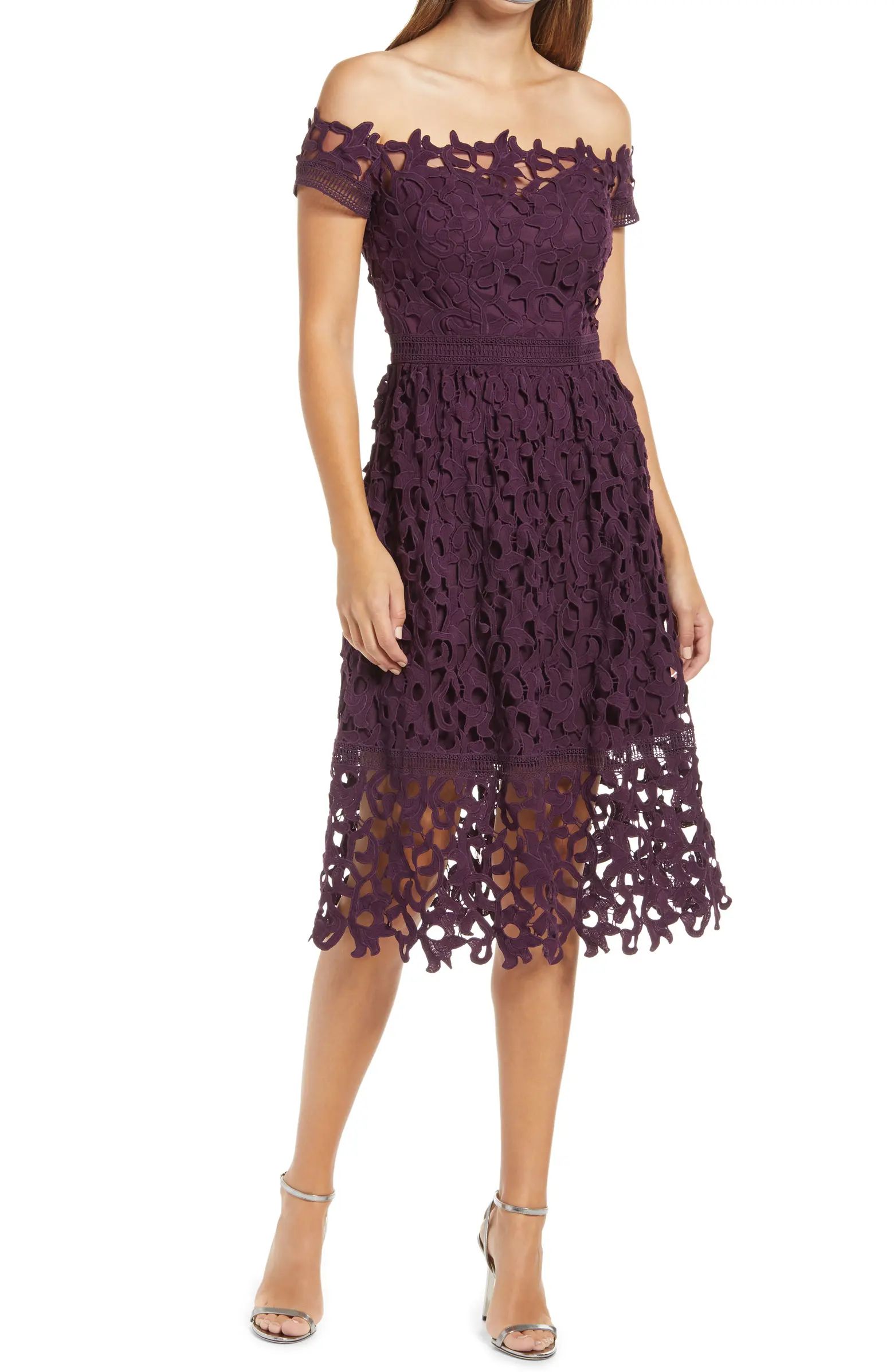 Lizana Off the Shoulder Lace Fit & Flare Dress | Nordstrom