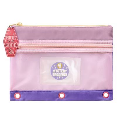 Style Lab Colorblocked Binder Pencil Pouch with Inspirational Pull and Mystery Erasers Purple | Target