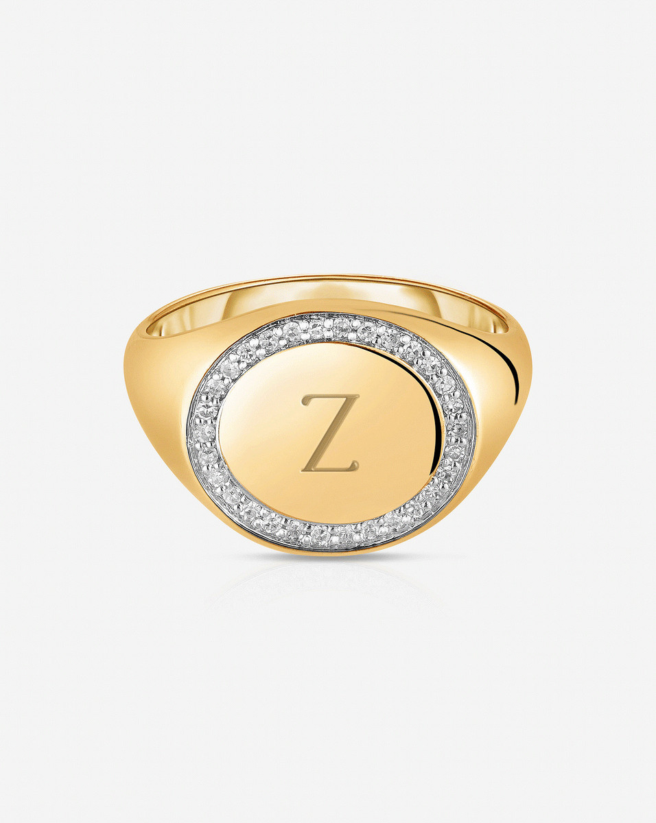 Pavé Diamond Border Signet Ring | Ring Concierge