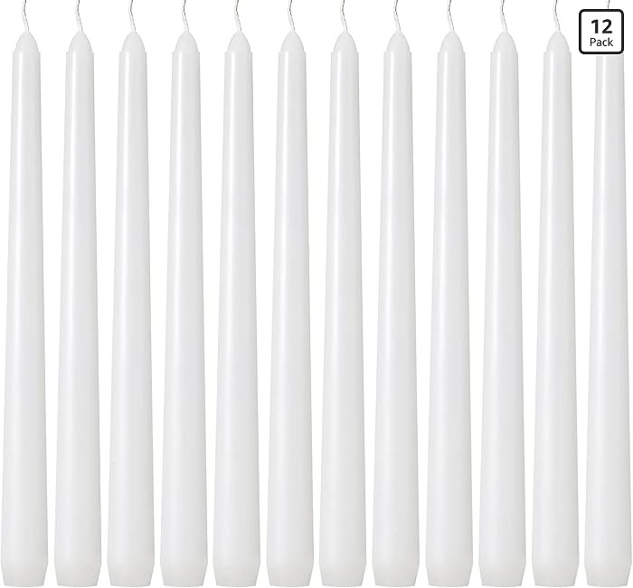 12 Pack White Taper Candles - Taper Candles 10 Inch Dripless, Smokeless & Unscented - 8 Hours Lon... | Amazon (US)