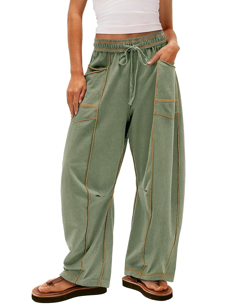 Yanekop Womens Baggy Wide Leg Pants Casual Fall Trousers Palazzo Pants Drawstring Waist Barrel Sw... | Amazon (US)