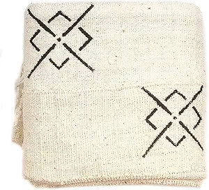 The Bead Chest White Bogolan Mali Mud Cloth - Handmade African Textile from West Africa - 40x64 I... | Amazon (US)
