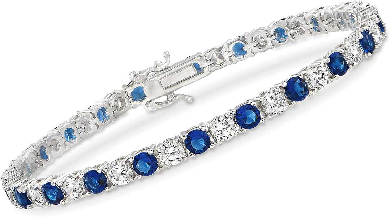 Ross-Simons 4.35 ct. t.w. Simulated Gemstone and 4.35 ct. t.w. CZ Tennis Bracelet in Sterling Sil... | Amazon (US)
