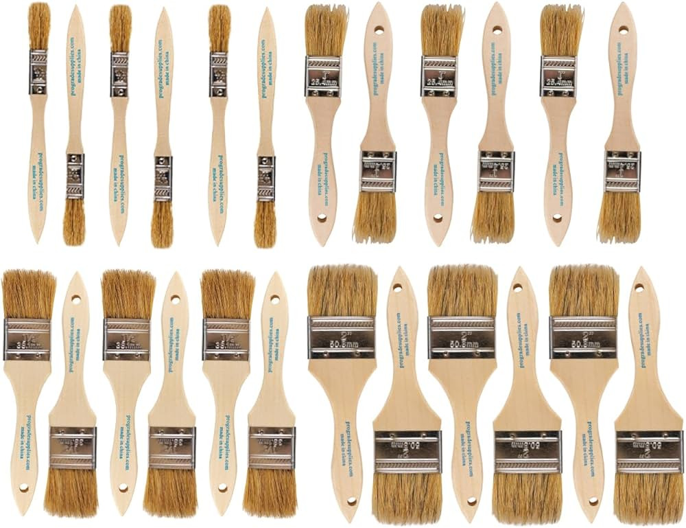 Pro Grade - Chip Brush – Variety Pack – 24 Pack - Natural China Bristle Paintbrush Set for Ar... | Amazon (US)
