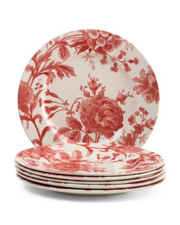 6pk Coral Floral Weave Dinner Plates | TJ Maxx