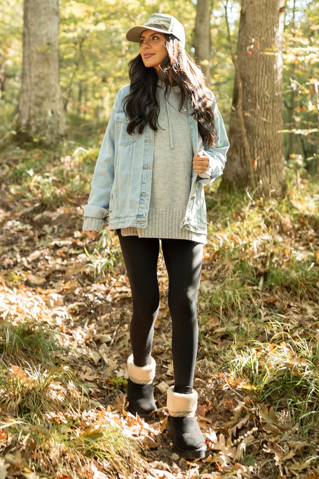 Etta Grey Hooded Sweater | Pink Lily