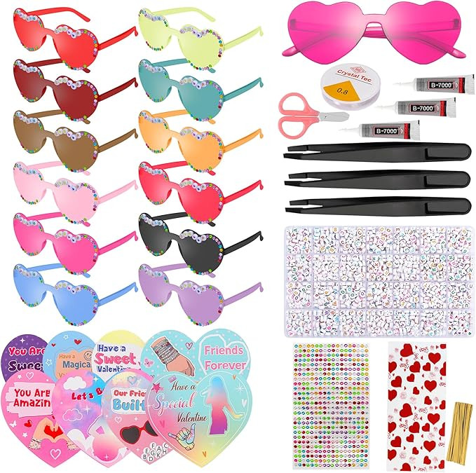 24 Pairs DIY Valentine Day Heart Shaped Sunglasses - Valentines Day Gifts for Kids, Including Val... | Amazon (US)