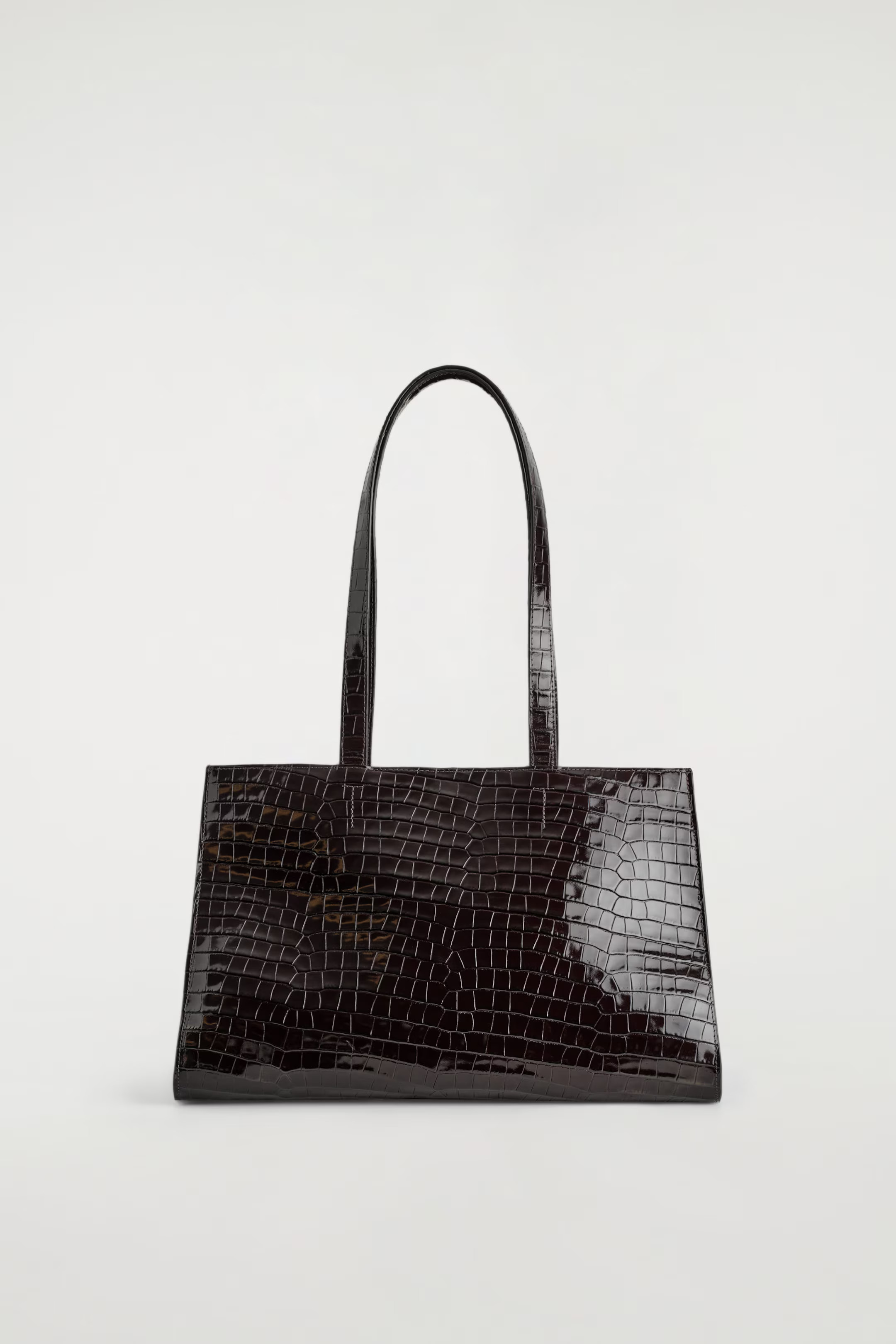 GALLERY TOTE BAG - CROC-EFFECT LEATHER - DARK BROWN | COS GB | COS UK