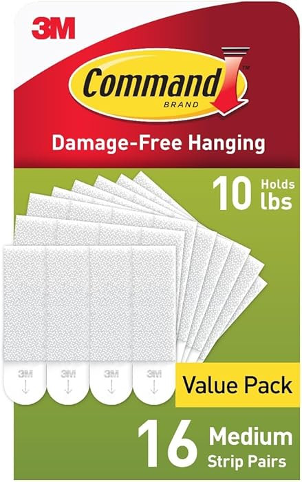 Command 10 lb Medium 16 Pairs Picture Hanging Strips (32 Strips), Damage-Free Hangers for Picture... | Amazon (US)