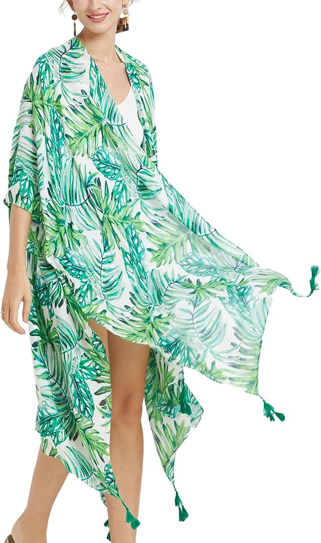 Kimonos for Women Casual Swimsuit Coverup Lightweight Boho Kimono Cardigans for Summer | Amazon (US)