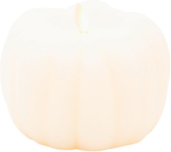 Luminara Pumpkin Candle, Real Wax, Flame Effect, 200 Hours Battery Life, Timer, Remote Compatible (Ivory) | Amazon (US)