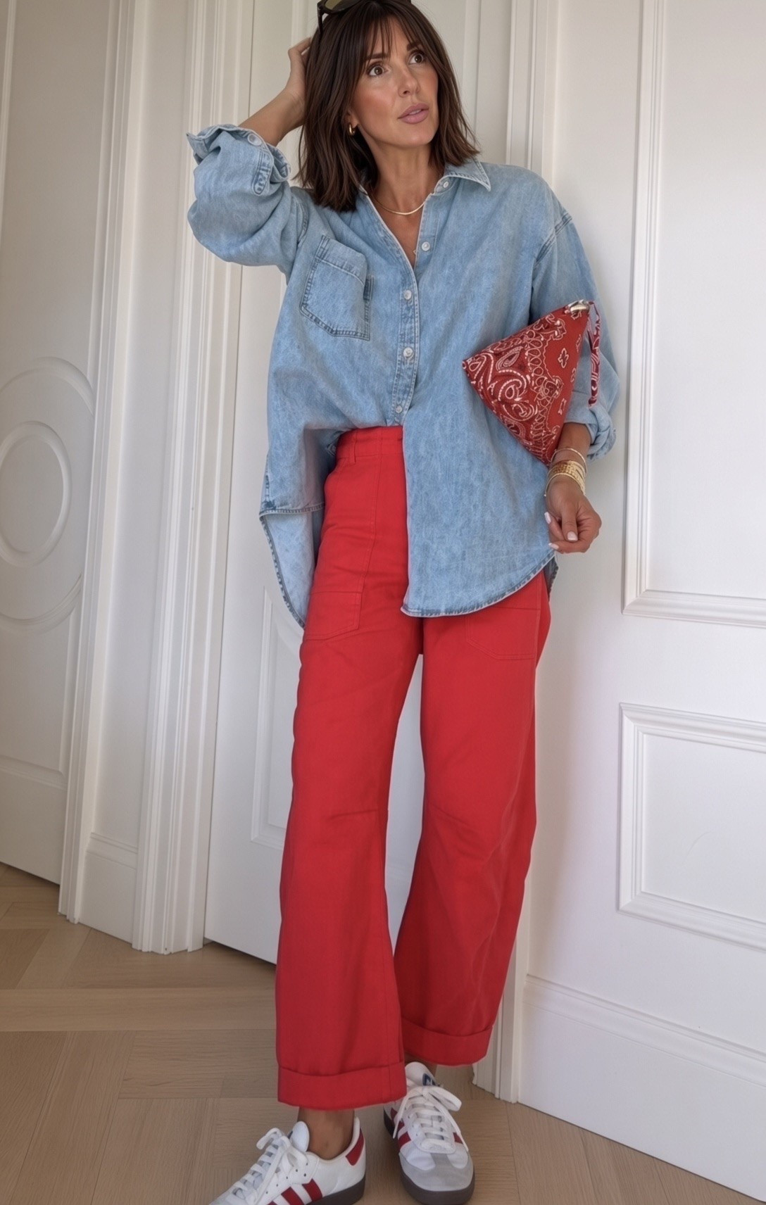 The red pants your fall wardrobe needs!  Paired with my all time fav denim shirt.  Love this look ❤️

#LTKOver40 #LTKU