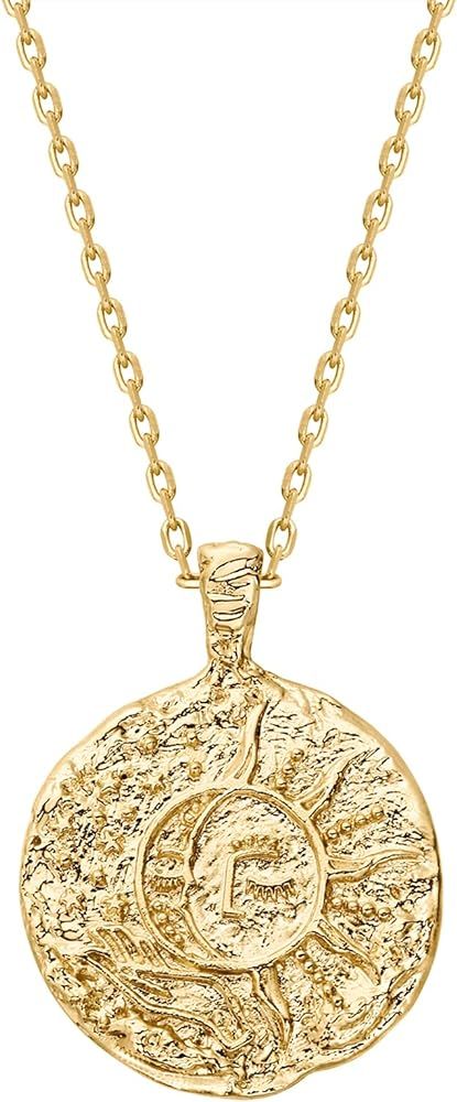 14K Gold Plated Engraved Coin Pendant | Byzantine Coin Necklace | Bohemian Necklace | Amazon (US)